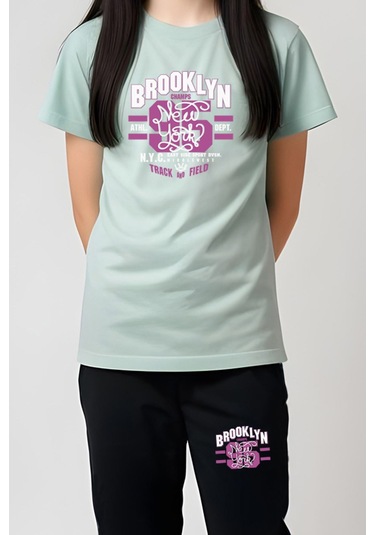 Fyk Kids Kız Çocuk Broklyn 95 Baskılı Alt-üst Takım Mint Yeşil Mint Yeşili