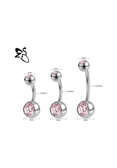 Zs 14g Paslanmaz Çelik Göbek Piercingi 6/8/10/12 Mm Cz Kristal Takı Whıteaçık Sarı Renk Açık Sarı Renk