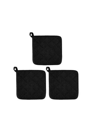 Siyah 3 Adet Mutfak Tencere Tutucular Placemats Kolay Temizlenebilir Yeniden Kullanılabilir Isıya Dayanıklı Fırın Tencere Tutucular