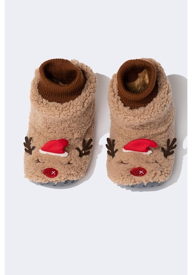 Defacto Kadın Fall in Love Yılbaşı Geyik Temalı Ev Botu Y4903AZ23WNBN61 Kahverengi