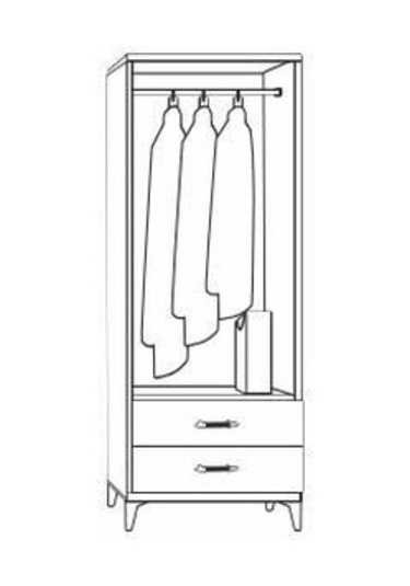 2 Kapılı Çekmeceli Aynasız Beyaz Dolap