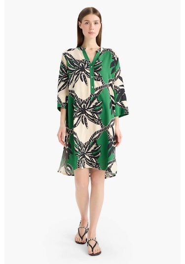 DeFacto 	Regular Fit Desenli Plaj Elbisesi-Fall in Love D0452AX25SMGN512