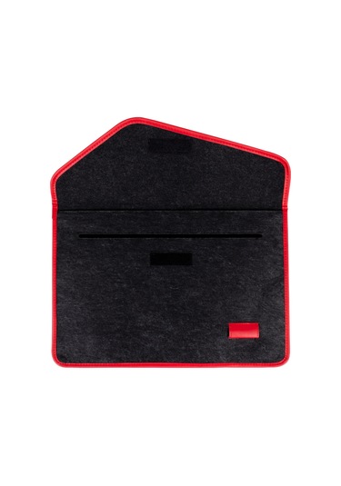 Minbag Aba Siyah Keçe Laptop Çantası, Kırmızı