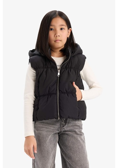 Defacto Kız Çocuk Su İtici Kapüşonlu Şişme Yelek C4971a825aubk27 Siyah