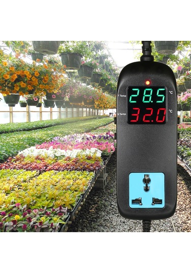 Folinda Mh2000 Dijital Sıcaklık Kontrol Cihazı, Akvaryum-utangaç Kutusu İçin Otomatik Kesme, 90-250v 10a, 0.1 C Hassasiyetli, Sokağı Dahil, Süngerli