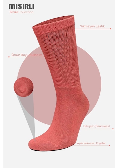Mısırlı Kadın Gümüş Kiremit Soket Çorap M 78000 K Kiremit