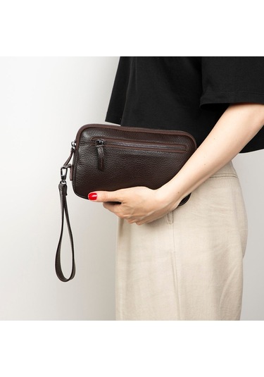 Bloominbag Majeste Nude Buff Brown Curated Deri Clutch Bag Kahverengi