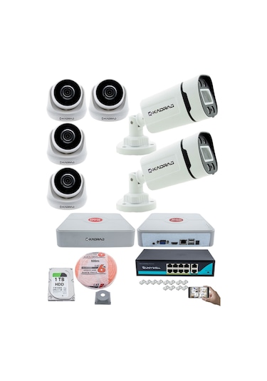 Ip Güvenlik Kamera Seti - 4 İç Mekan Ip Kamera, 2 Dış Mekan Ip Ka