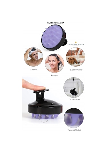 Land Of Myth Yumuşak Dişli Saç Derisi Masaj Şampuan Fırçası-SİYAH