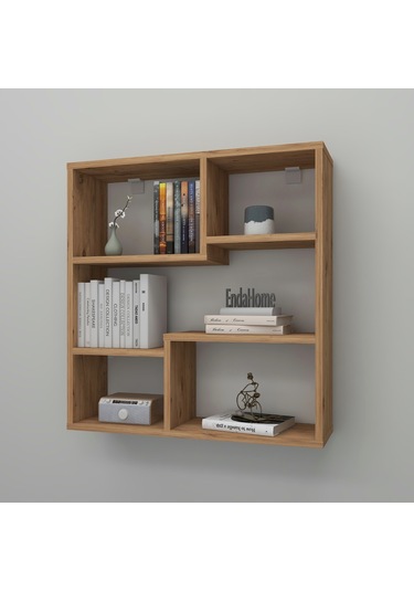 5 Raflı Duvar Rafı, Mutfak Rafı, Oturma Odası Rafı Atlantik Çam