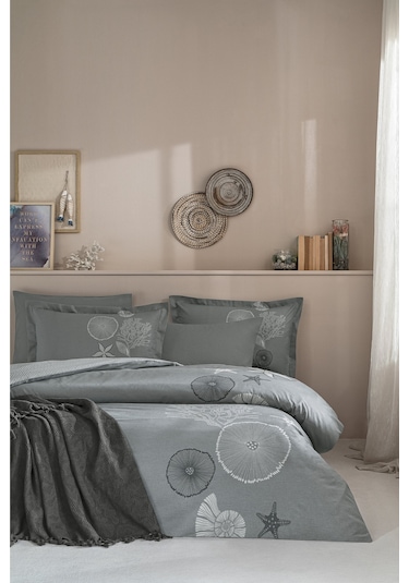 Özdilek Corallino Çift Kişilik Pikeli Nevresim Takımı Antrasit