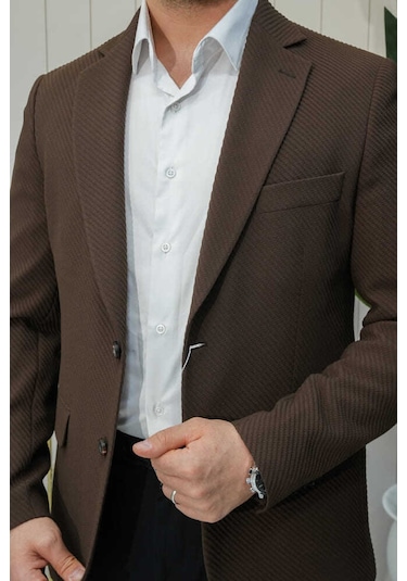 Bys Beystil Sivri Yaka Koyu Kahve Ceket 351- Slim Fit