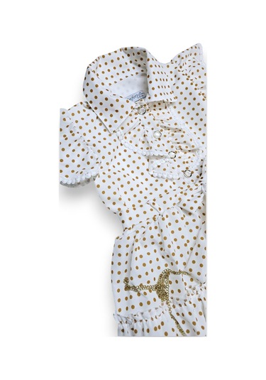 Çantalı Puantiyeli Kız Çocuk Elbise Somon