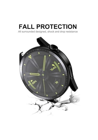 Huawei Watch Gt3 46Mm Temperli Cam Ekran Ve Kasa Koruyucu Sert Pc