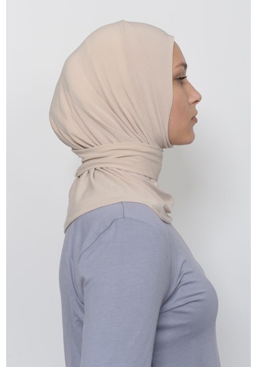 Çıtçıtlı Hazır Eşarp Hijap Krem