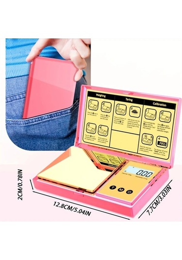 Fastbuy Pembe Altın Titanyum Kaplama Dream011 Dijital Terazi 200g 0.01g Cep Terazisi Gradyan Renkli Lcd Ekran 6 Birim Takı T Pembe