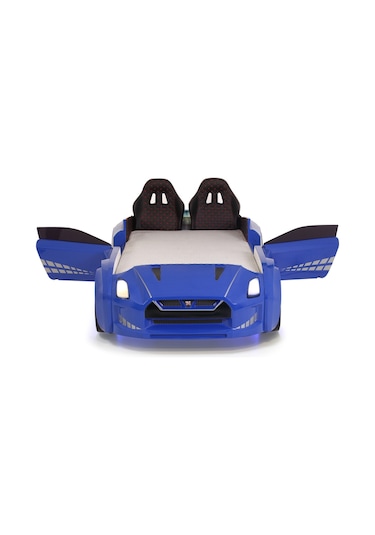 Mavi Arabalı Yatak Kapıları Açılan Gtr Full Ledli Kumandalı Ve Müzikli