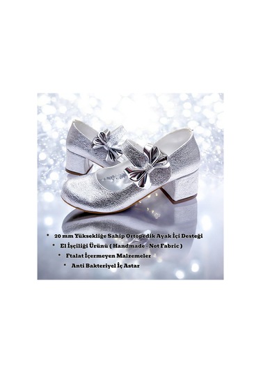Beebron Ortopedik Topuklu Abiye Kız Çocuk Ayakkabı Starry Series Abiayk2401 Gümüş Gümüş