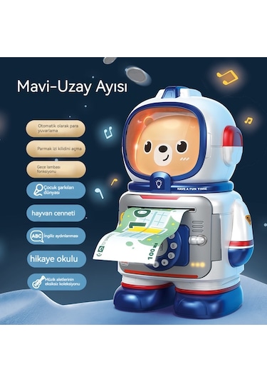 Mengtuo Uzay Elle Çevrilen Şifreli Kumbara, Yalnızca İçeri Girip Çıkar, Otomatik Olarak Para Yuvarlar, Simüle Edilmiş Parmak İzi, Çocuk Kumbarası