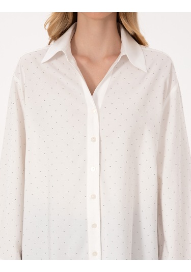 Pierre Cardin Kadın Beyaz Gömlek Desenli 50313639-vr013 Beyaz