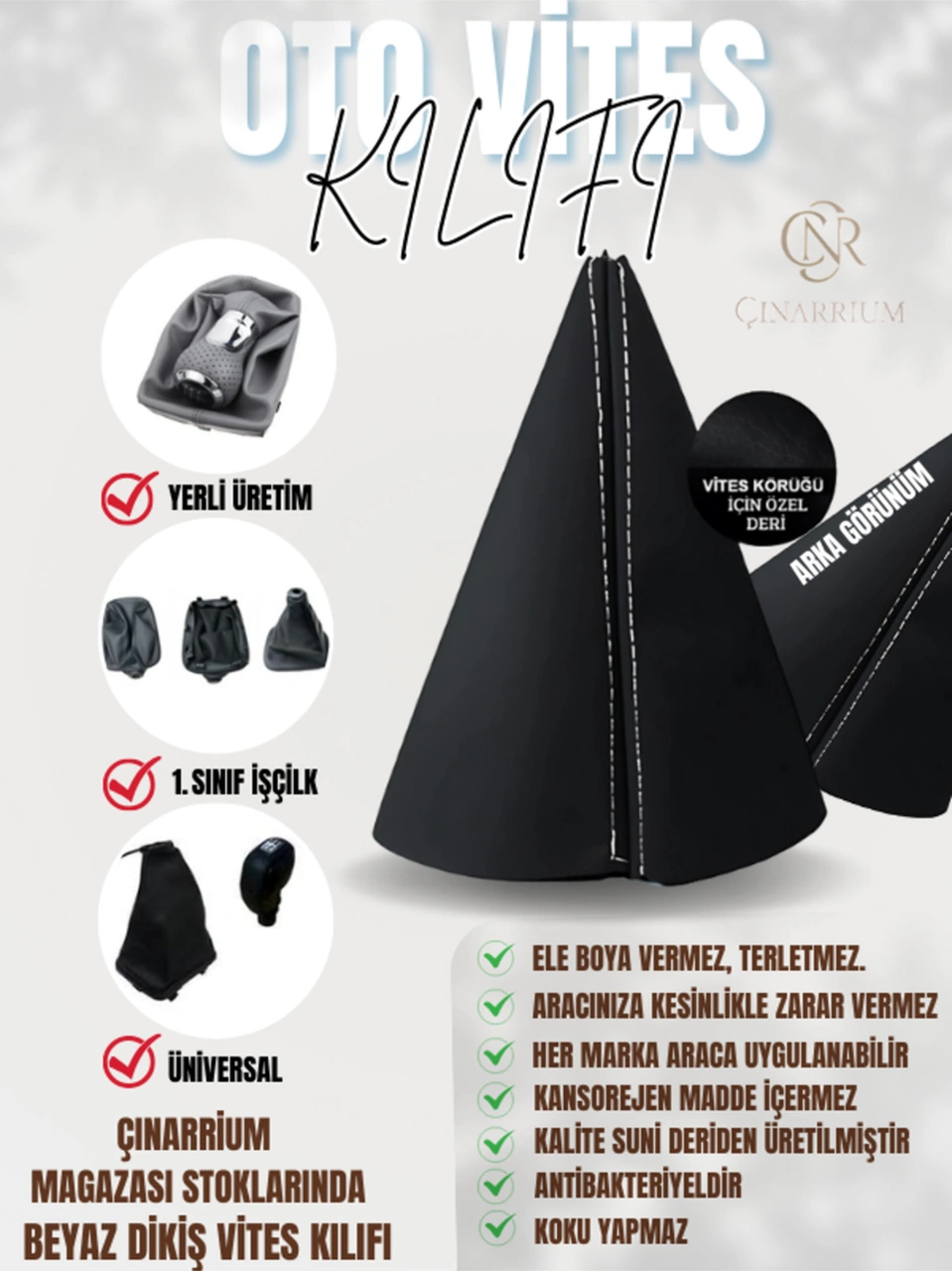 Bmw E87 Siyah Deri Prime Tasarım Beyaz Spor Dikiş Vites Körüğü