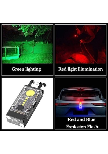 Ebitda Çok İşlevli Güneş Enerjili Mini Anahtarlık Işık - 2000mah Pil, 9 Renk Ayarlanabilir, Su Geçirmez, Kamp İçin Siyah