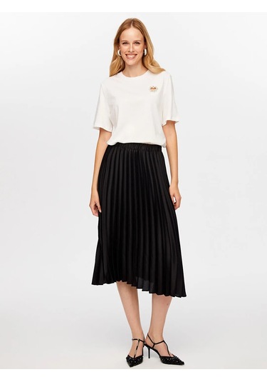 Faik Sönmez Pilise Saten Kadın Uzun Etek W26etk005 Siyah