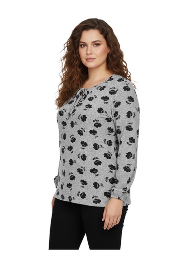 Wearon Kadın Yumoş Yaka Bağcıklı Modelli Bluz Bgl-st05139 Gri