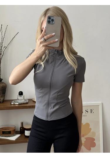 Sportcraft Fıtnes İçin Spor Fermuarlı Rashguard 442098545 Gri