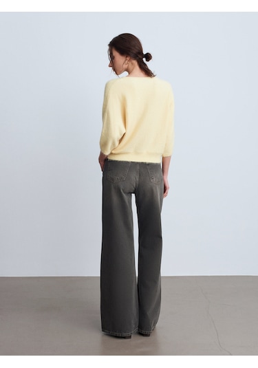 Dilvin 72112 %100 Pamuk Wide Leg Jean-kahve Kahve