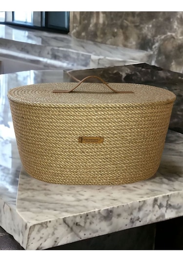 Hasır Sepet, 2'li Kapaklı Dekoratif Sepet, Çok Amaçlı Saklama Kutusu, Hasır Patates Soğan Sepeti