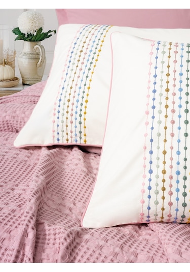 Cotton Box Aura Tek Kişilik Pike Takımı Pebble Pembe Pembe