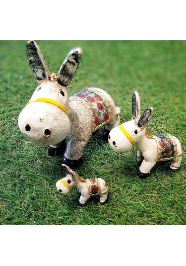 3 Lü Sevimli Hayvan Ailesi Dekoratif Obje Biblo 3 Lü Set