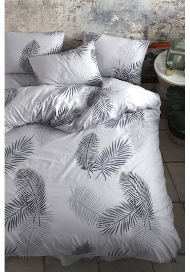 Always Ranforce Çift Kişilik Nevresim Takımı Leaf Gri