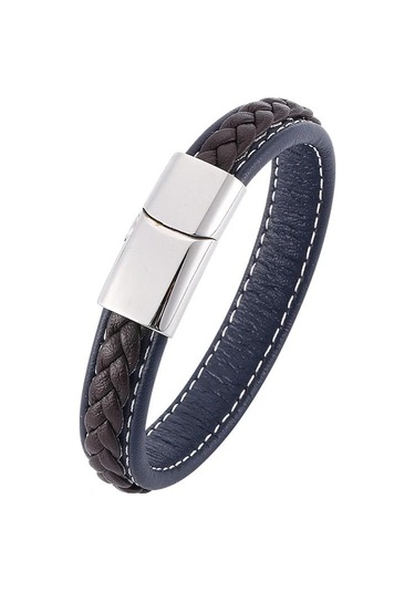 Yeni Punk Deri Örgü Bileklik Erkekler İçin Charm Bileklikler Erkek El Takısı Deri Bileklik Homme Gümüş