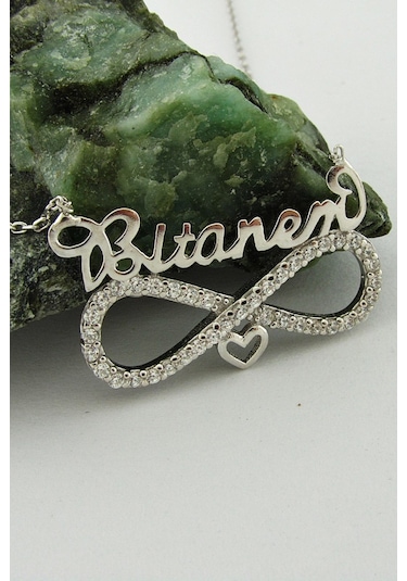 Sonsuzluk Bitanem Yazılı Kadın Gümüş Kolye Sevgiliye Wsn95