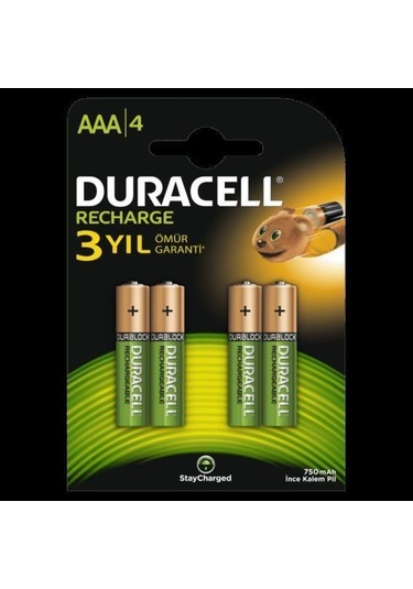Duracell Aaa Şarjlı Kalem Pil 4'lü 750 Mah