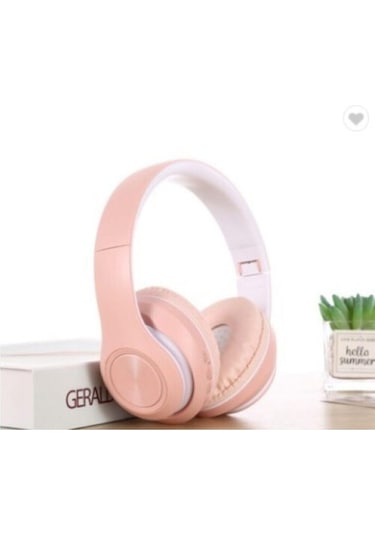 Pembe Macaron Set Bluetooth Kablosuz Stereo Kulaklık