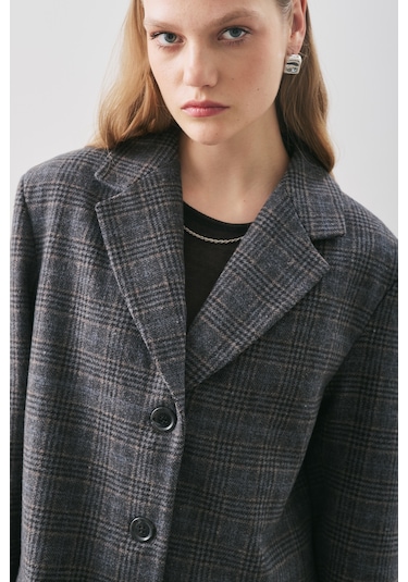 Manuka Norrıs Yün Blazer Ceket Grey Check Aw25ckt00013-9872 Grey Check