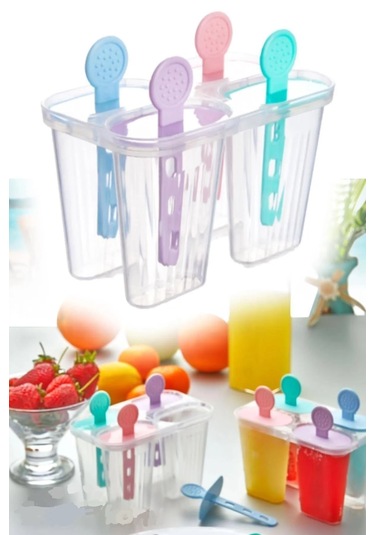 Rotanev Renkli Pratik 4'lü Meybuz Dondurma Kalıbı 4 Adet Buz Meybuz Ve Dondurma Kalıbı Çok Renkli