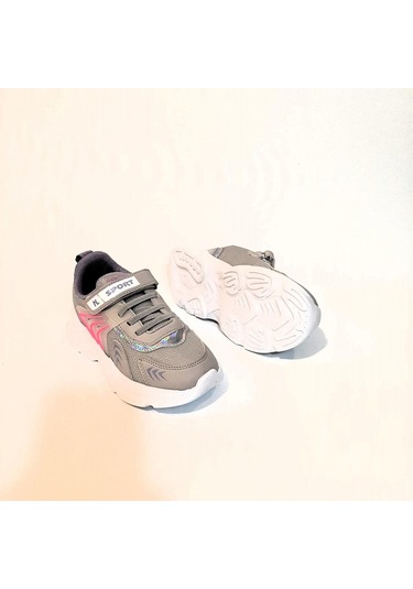 Nil Gri-pembe Fuspetli Hafif Rahat Kız Çocuk Spor Ayakkabı 001