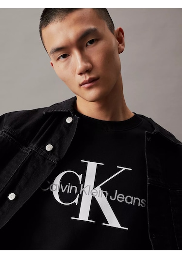 Calvin Klein Erkek Core Monologo Crewneck Sweatshirt-siyah Black