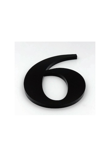 Kapı Numarası 15 Cm No 6, Siyah Pleksi Kendinden Yapışkanlı (484797306)