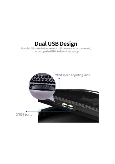 Reedark Taşınabilir Bilgisayar Soğutucu - 4 Kademeli Ayarlanabilir, Çift Fanlı, 15.6 İnç Altı Laptoplar İçin