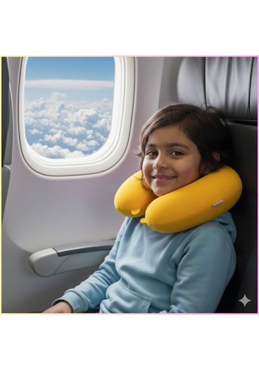 Sarı Polar Araç Boyun Yastığı 35x28 Cm Araba Uçak Otobüs Ev Ve Ofis Seyahat Yolculuk Yastığı Sarı