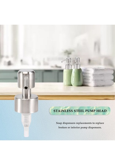 Xurunkeji Adet Paslanmaz Çelik Sabun Pompası Yedek Parçası 28 Dişli Metal Şişe Nozulları Losyon Dağıtıcı Başlığı Gümüş