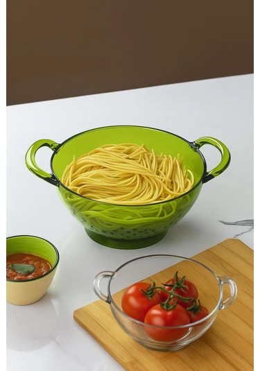 Akrilik Yeşil Makarna Süzgeçi & Sebze Meyve Süzgeçi Çok Renkli