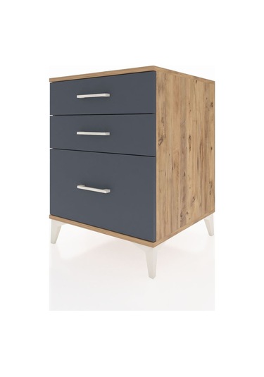 Kronos Komodin 3 Çekmeceli 60x59x80 Çam-antrasit Atlas Çam