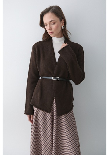 Koyu Kahve Kemerli Hırka - 241084 Koyu Kahverengi