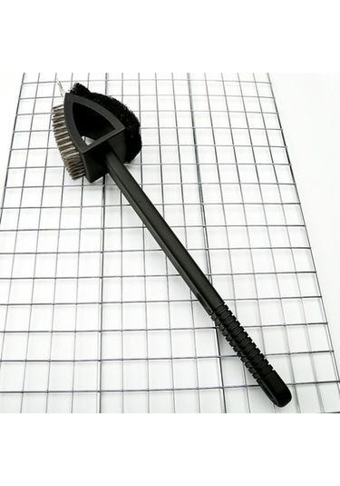 Pazly Siyah Hd41269 Paslanmaz Çelik Kürek Fırça 3'ü 1 Arada Barbekü Temizleyici Siyah